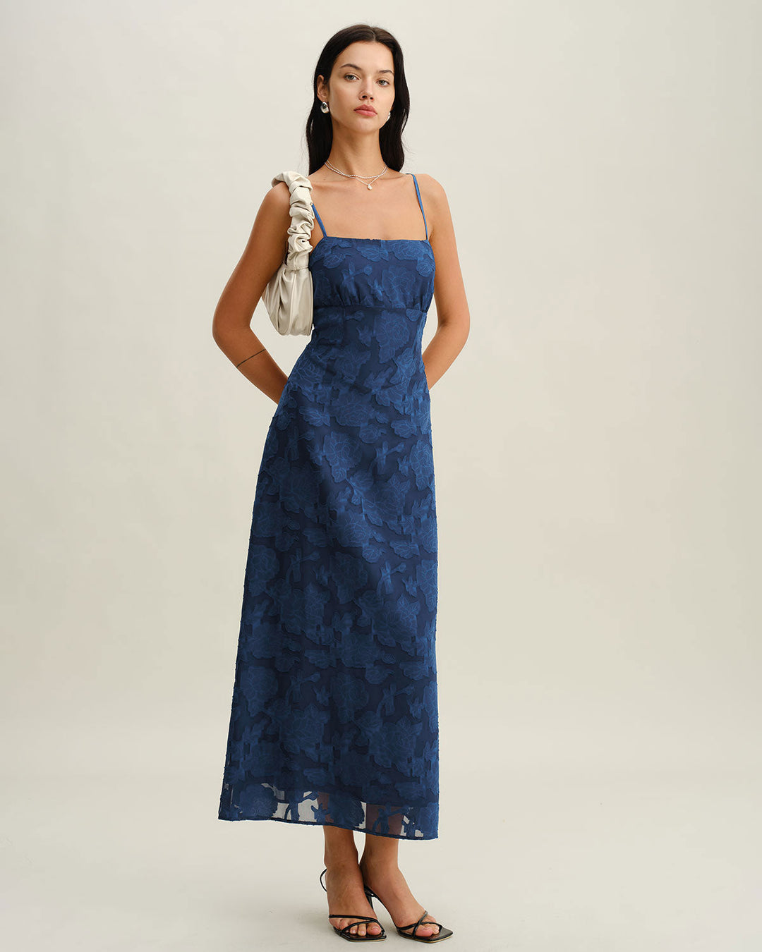 ELARA – JACQUARD SLIP BACKLESS MAXI DRESS