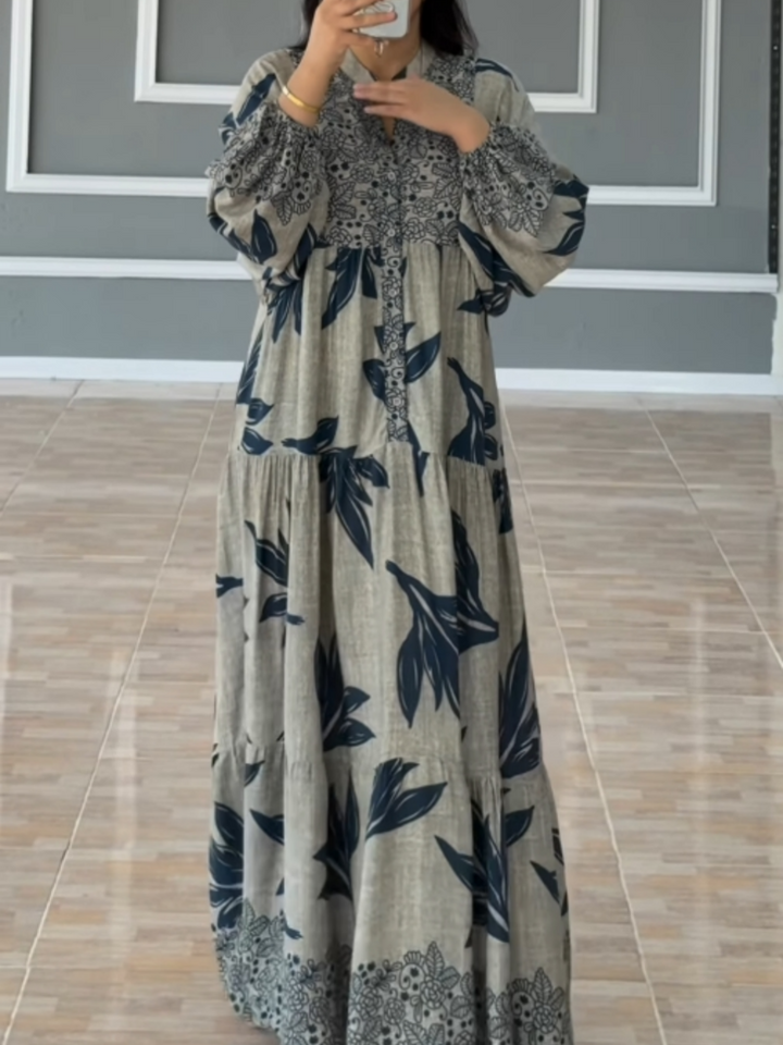 CRESSIDA – FLOWY DRESS WITH STATEMENT LANTERN SLEEVES