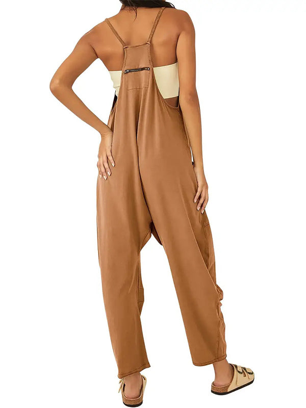 Casual Dungaree Jumpsuit with Large Pockets