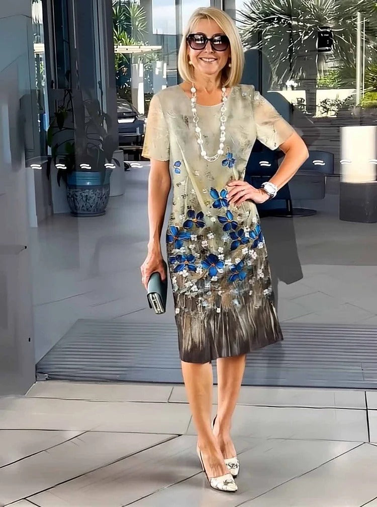 SHIRA – COMFORTABLE LOOSE PRINTED MEDIUM DRESS