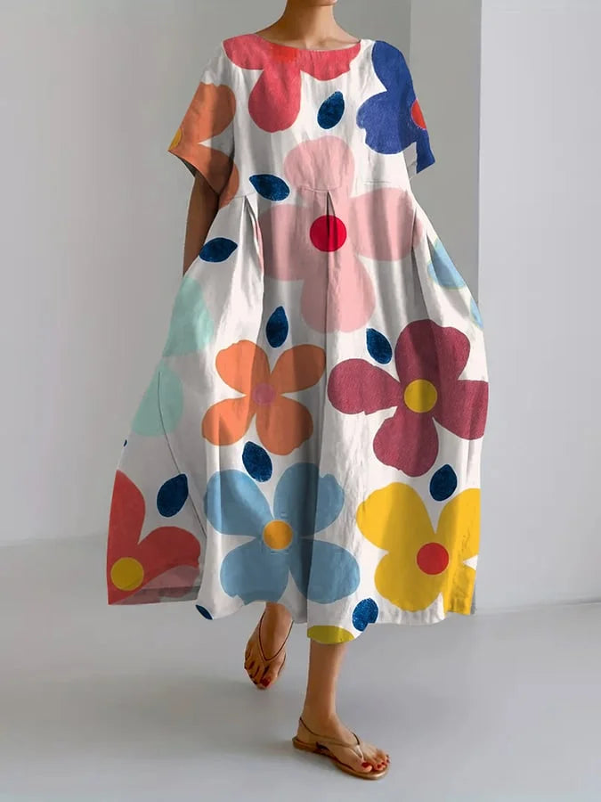 ELIANA - Midi Floral Dress with Carefree Style