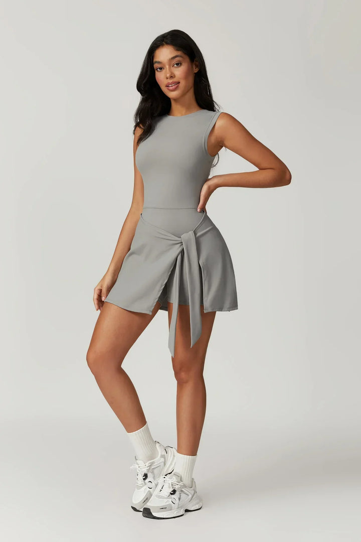 Celeste – High Collar Dress with Integrated Shorts