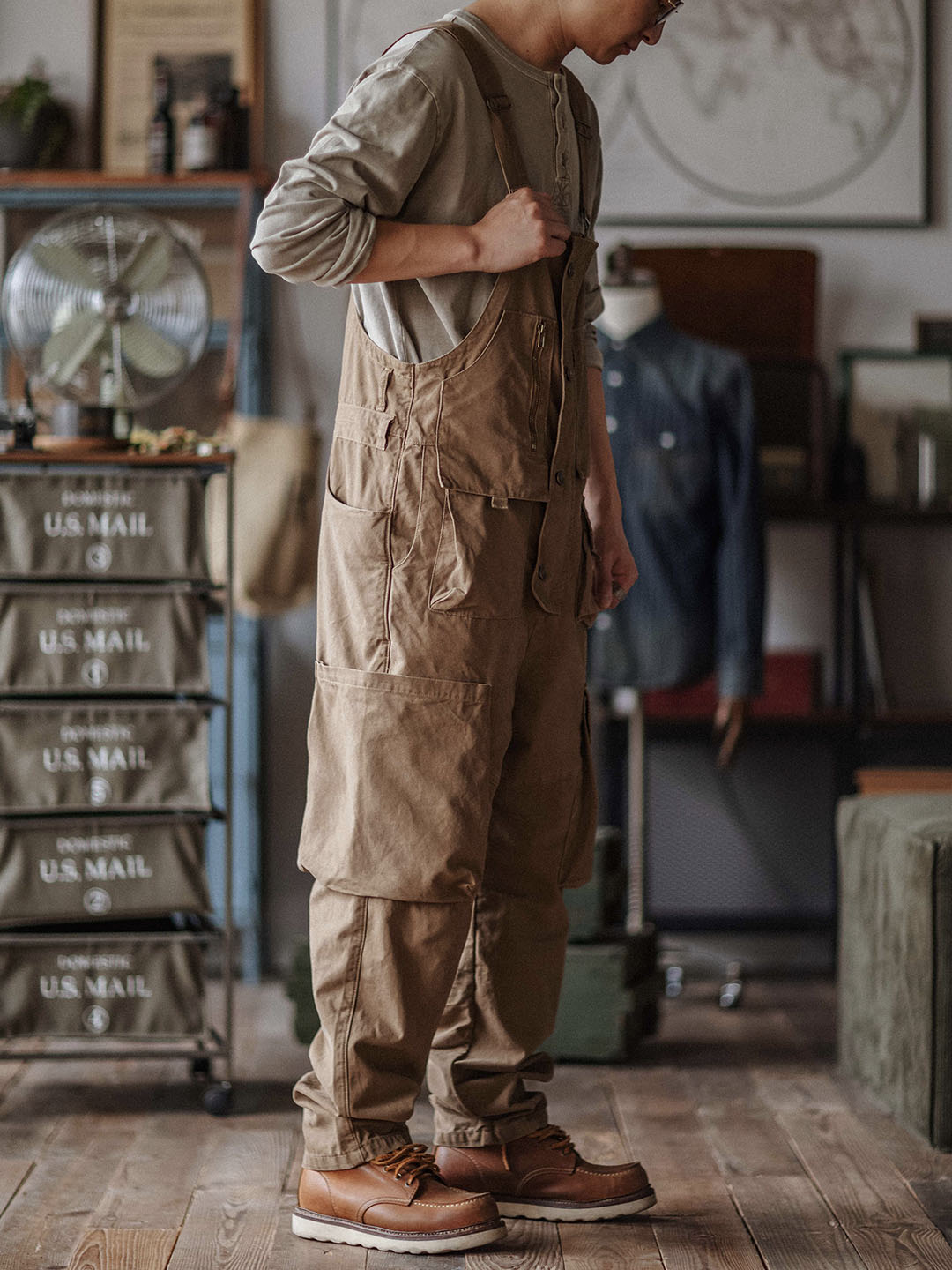 Canvas Cargo Dungarees for Men