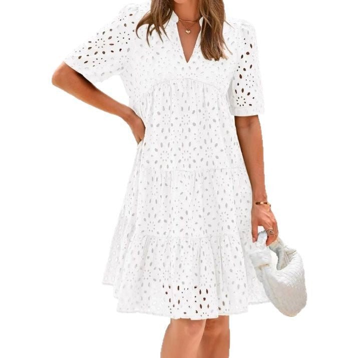 EMALISSE – SUNLIT EYELET MINI DRESS