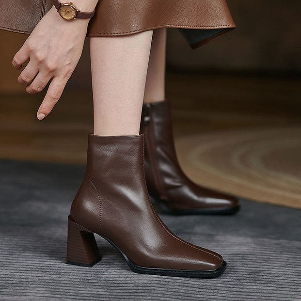 ELEGANT BLOCK-HEEL ANKLE BOOTS