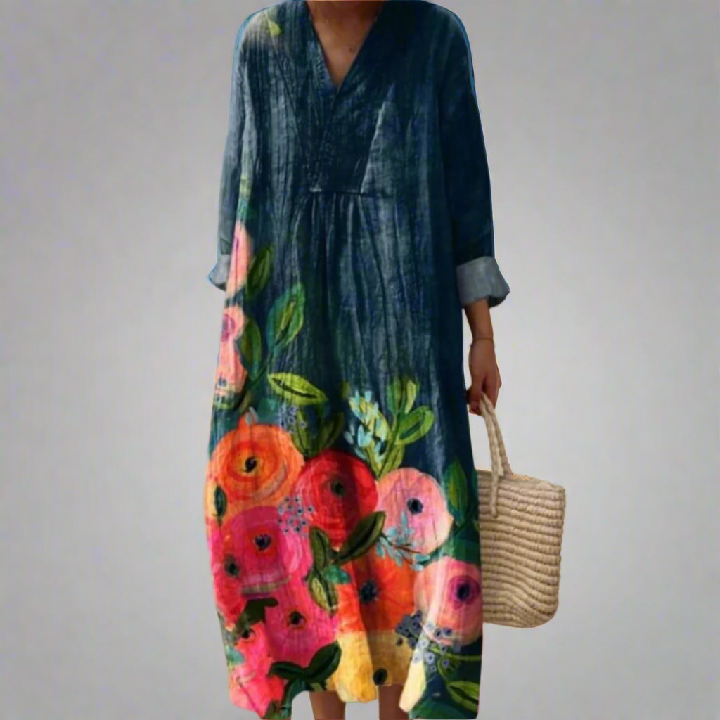 Poppy - Watercolor Floral Cotton Maxi Dress