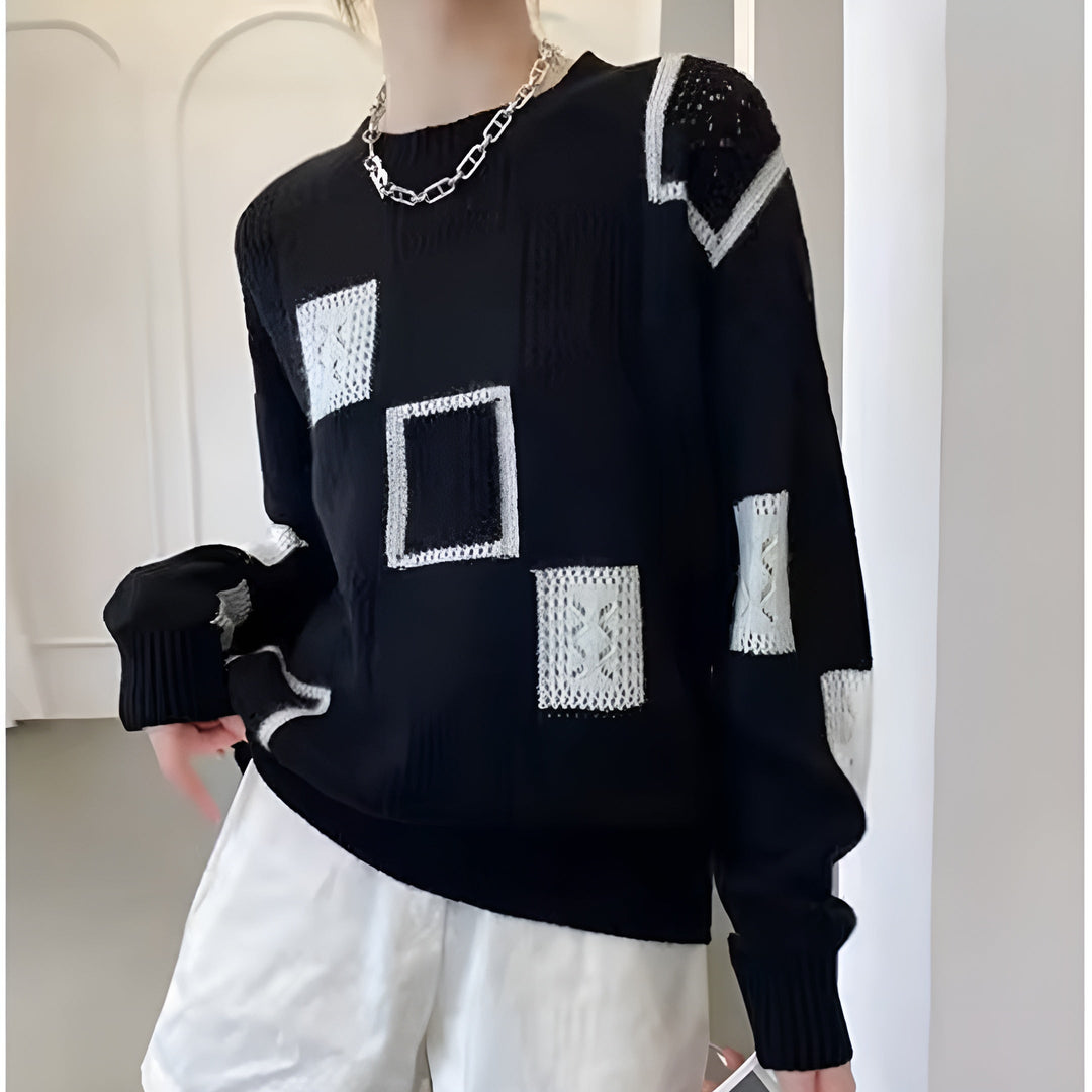 Samantha - Monochrome Patchwork Sweater