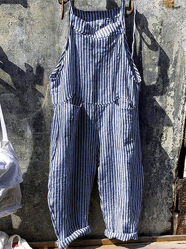Striped Overall in Linen and Cotton