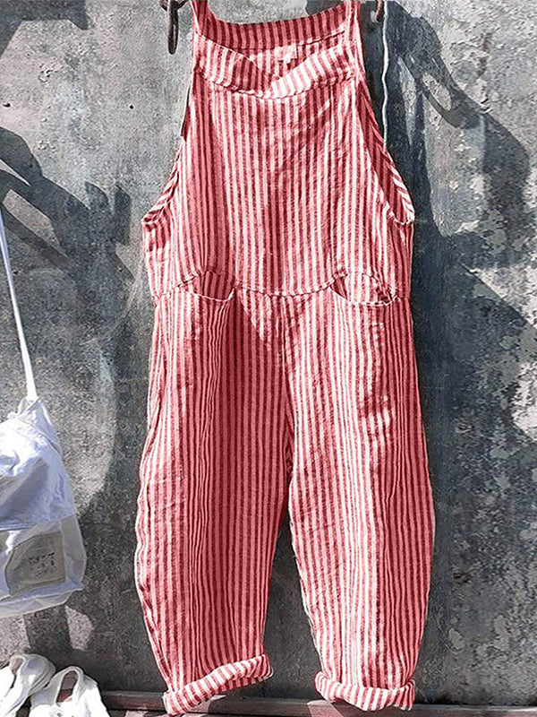 Striped Overall in Linen and Cotton