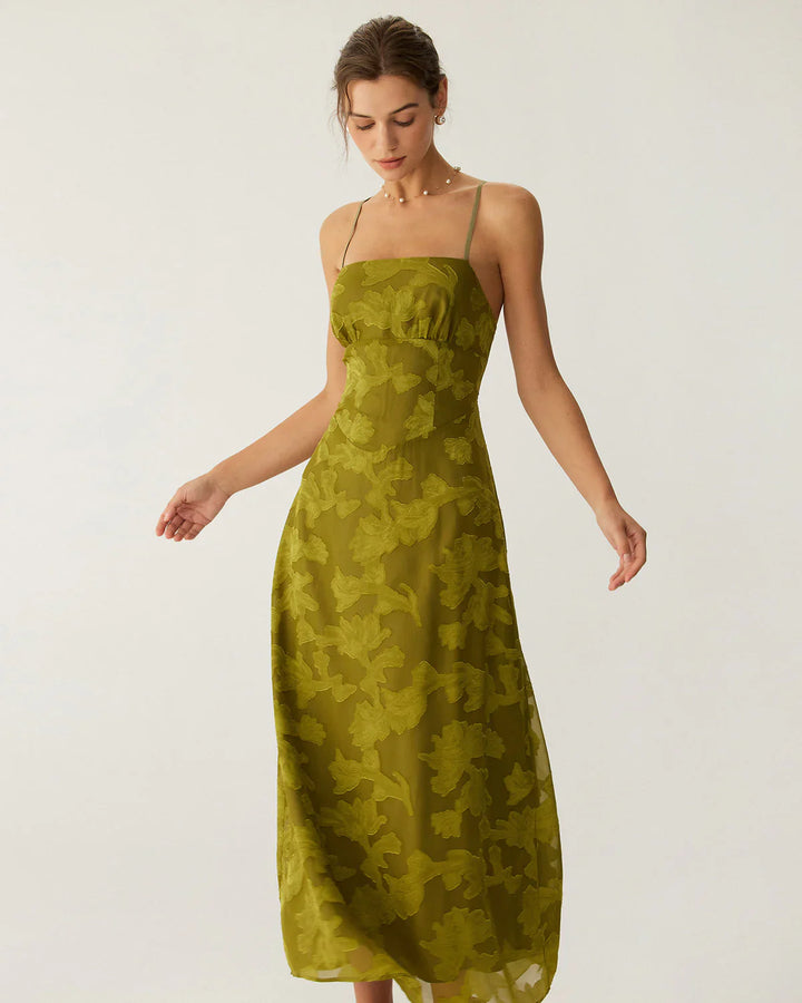 ELARA – JACQUARD SLIP BACKLESS MAXI DRESS