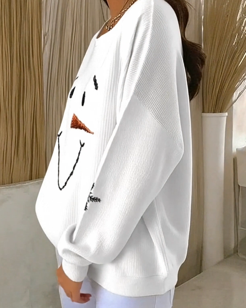 SERELAVYN – SNOWMAN PRINTED ROUND-NECK SWEATSHIRT