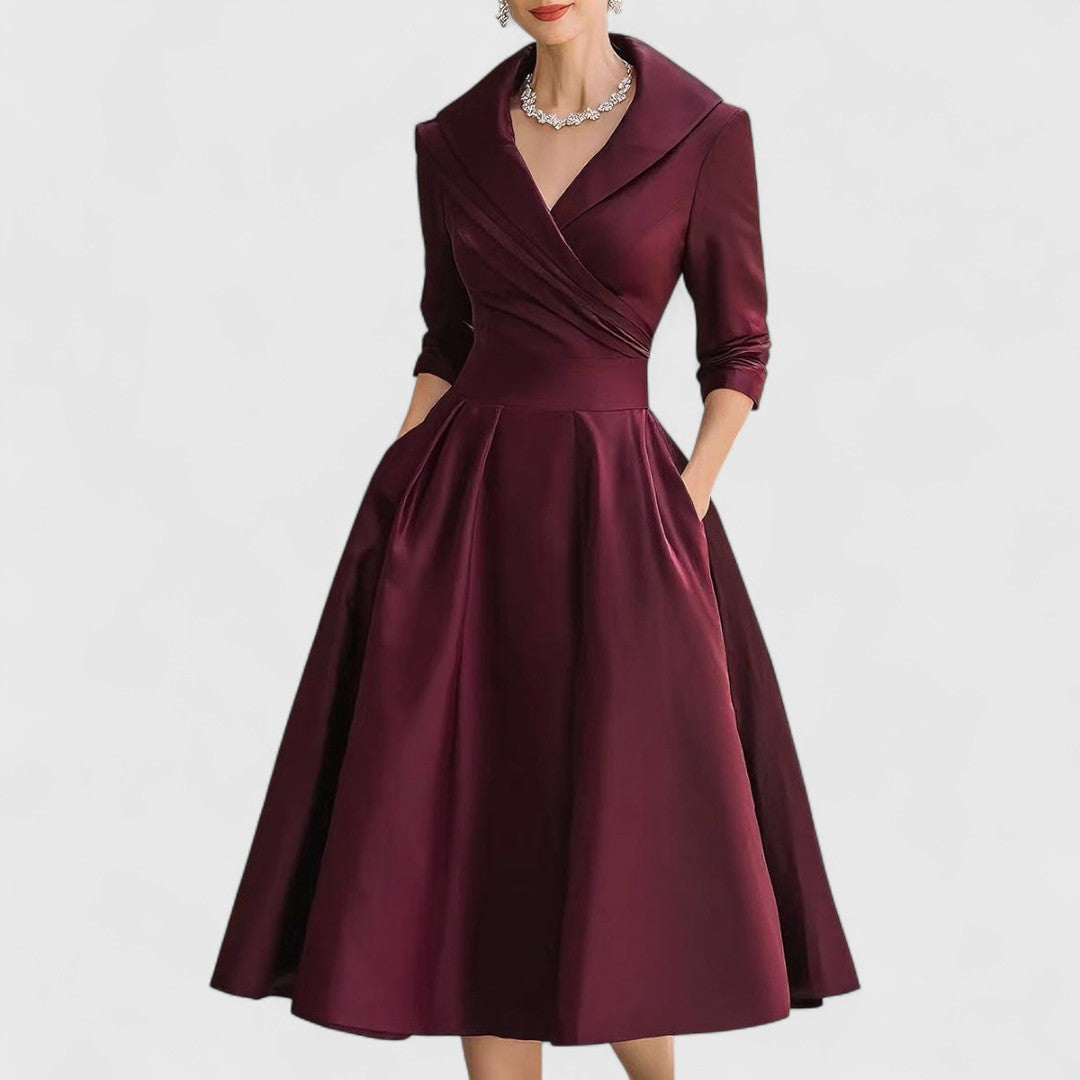DIANA – FEMININE V-NECK MIDI DRESS