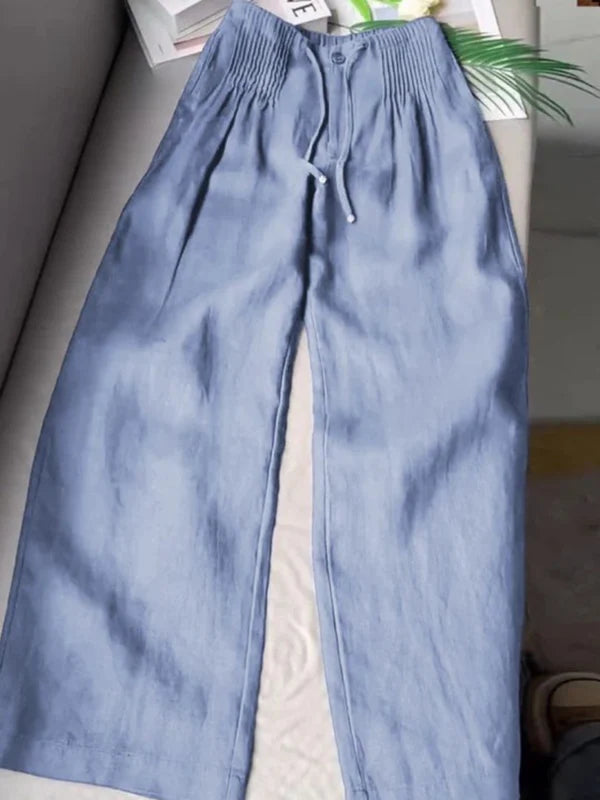 SYLVIANNE – WIDE LEG PANTS IN COTTON AND LINEN BLEND