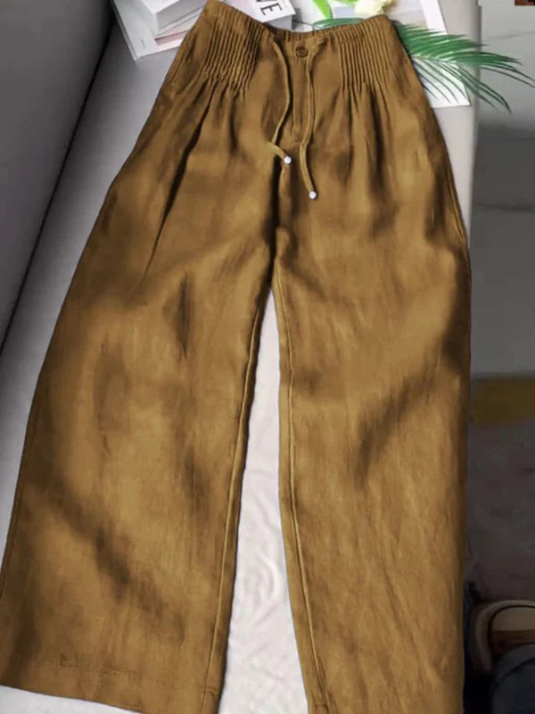 SYLVIANNE – WIDE LEG PANTS IN COTTON AND LINEN BLEND