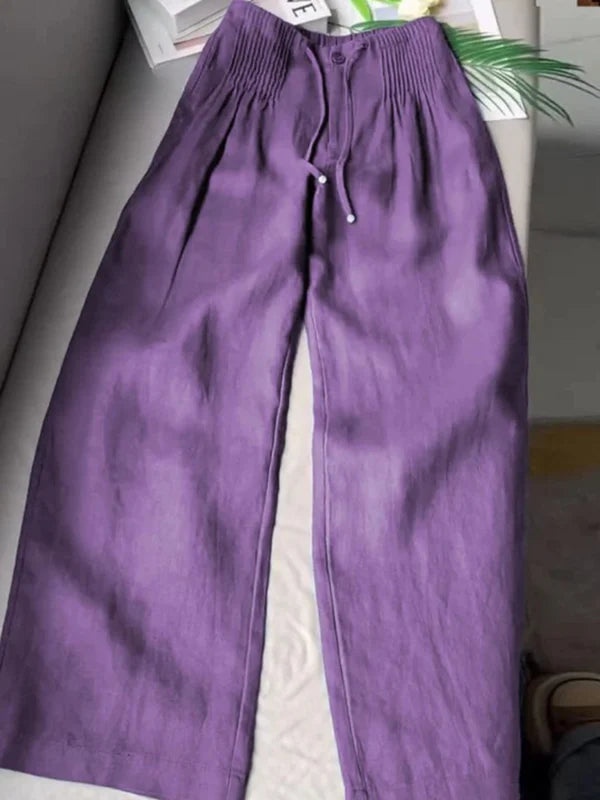 SYLVIANNE – WIDE LEG PANTS IN COTTON AND LINEN BLEND