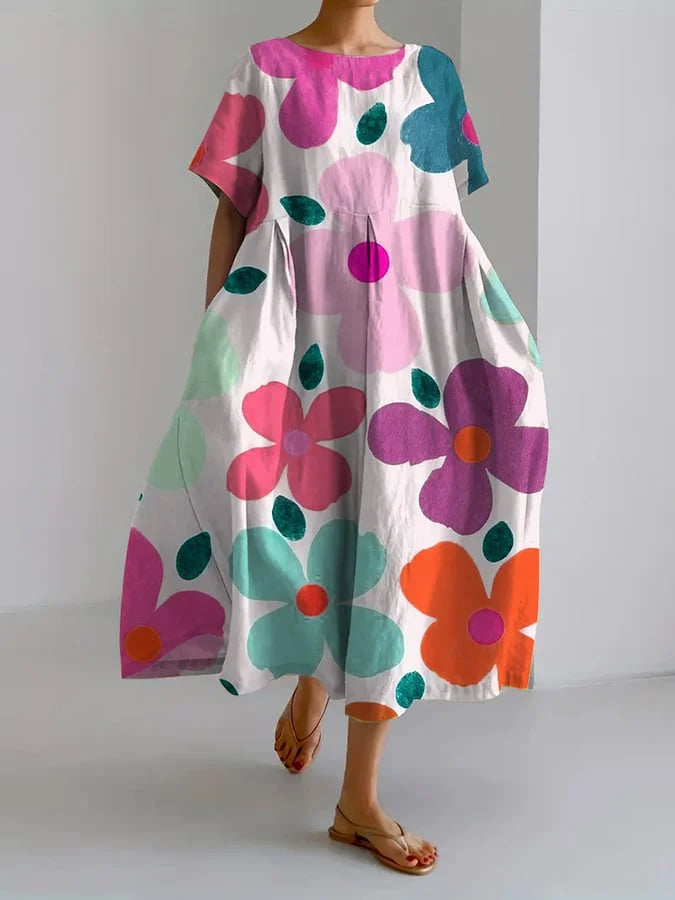 ELIANA - Midi Floral Dress with Carefree Style