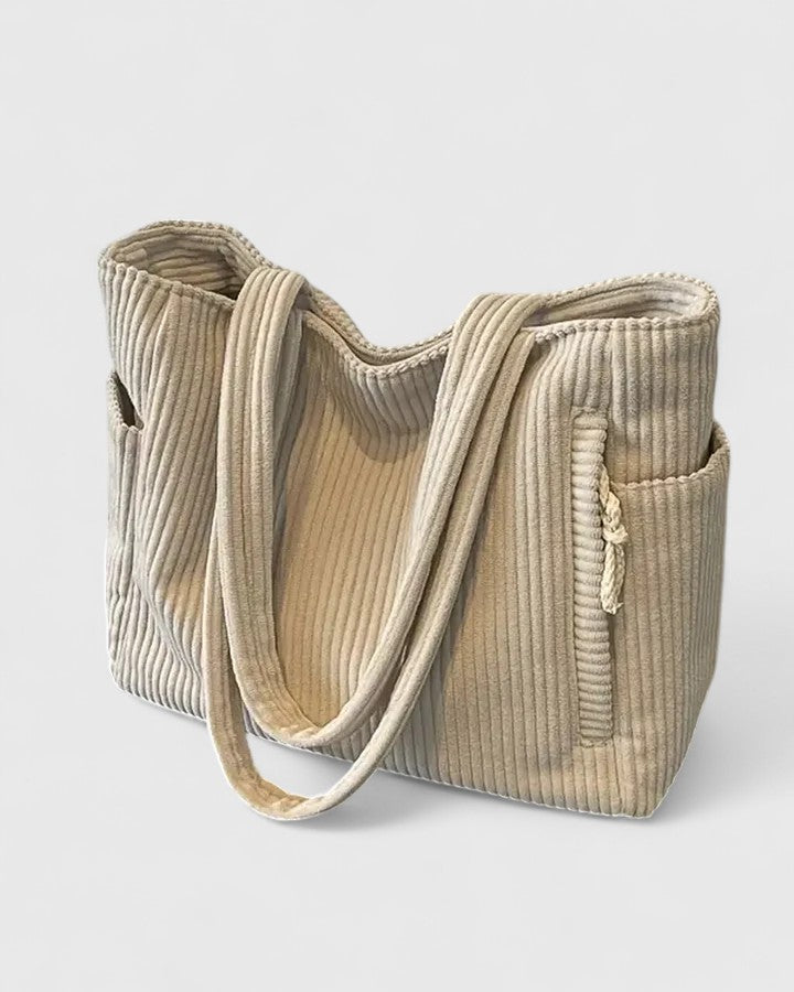 Liorane - Luxurious Ribbed Tote Bag with Cord Detail