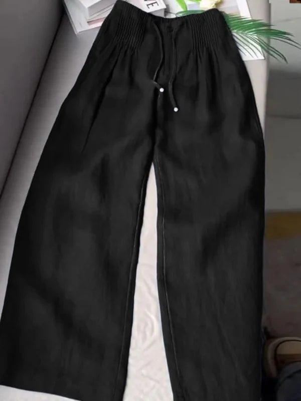 SYLVIANNE – WIDE LEG PANTS IN COTTON AND LINEN BLEND