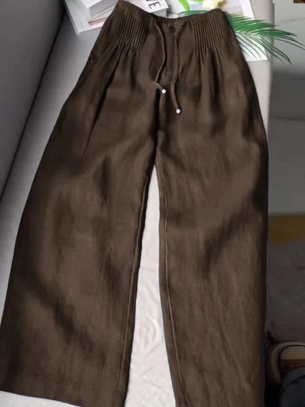 SYLVIANNE – WIDE LEG PANTS IN COTTON AND LINEN BLEND
