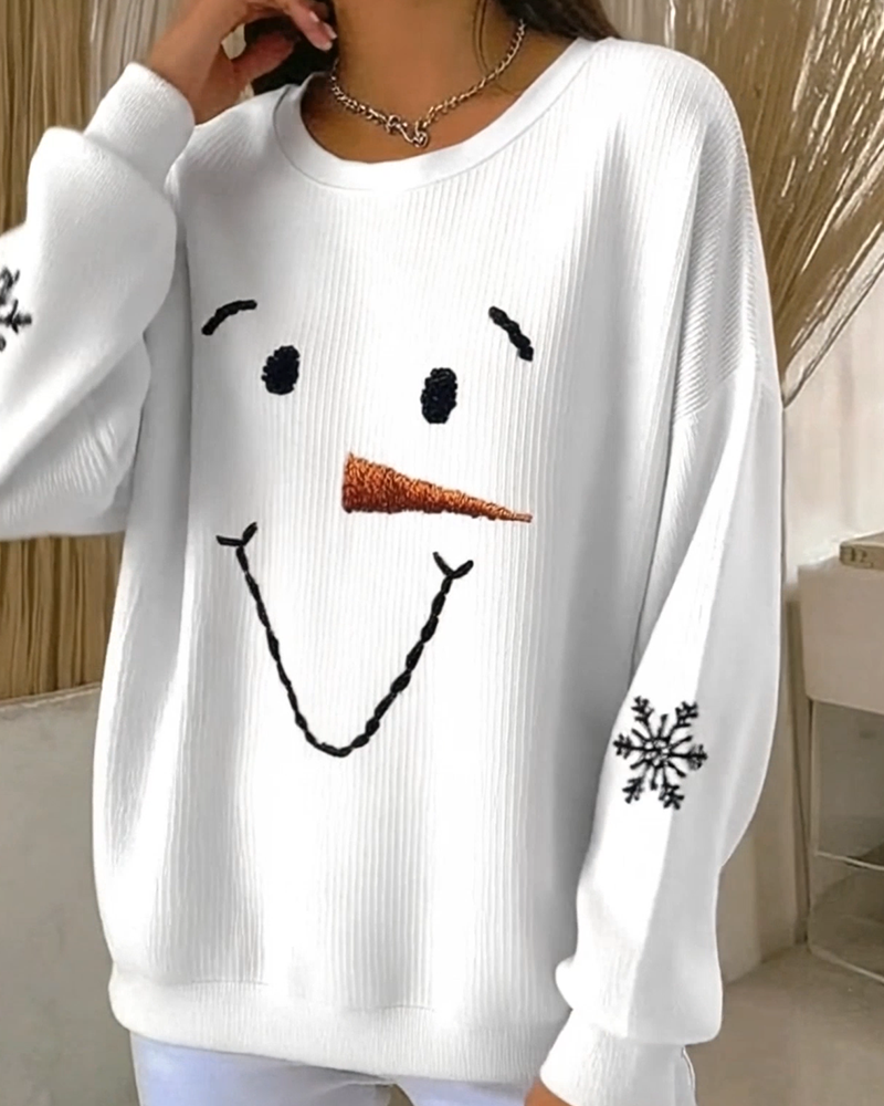 SERELAVYN – SNOWMAN PRINTED ROUND-NECK SWEATSHIRT