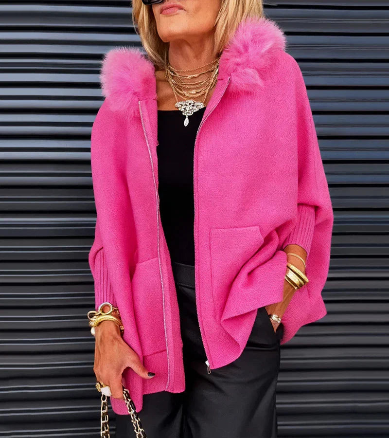 MIREVYNNE – CASUAL HOODED COAT WITH FUR COLLAR