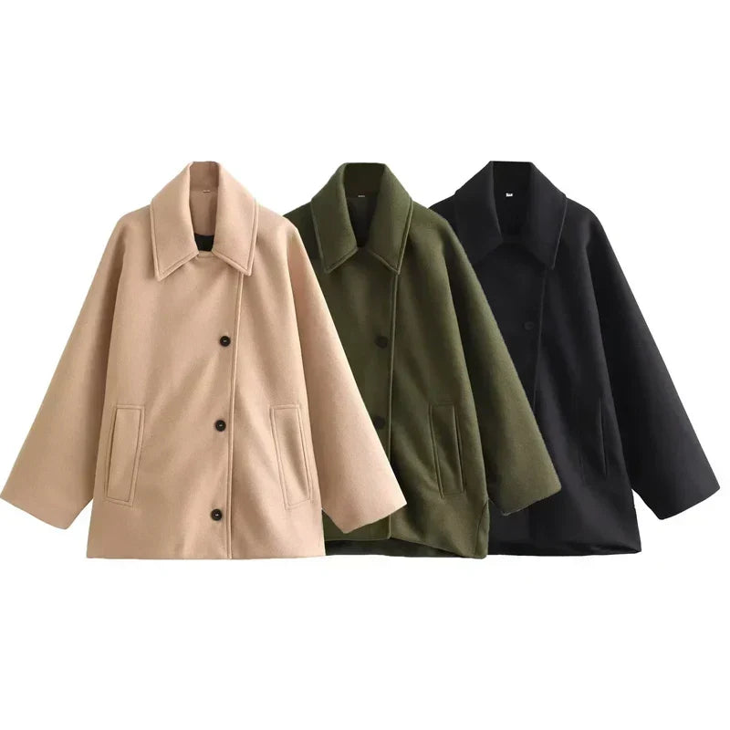 Elowen - Oversized Long Faux Wool Coat