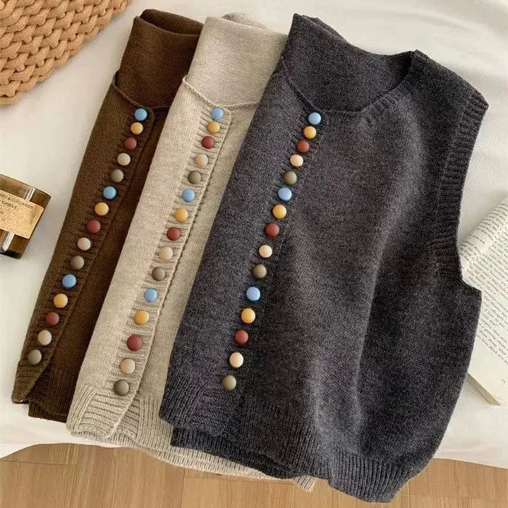 THE MARIBEL - COLOR-BUTTON KNIT VEST