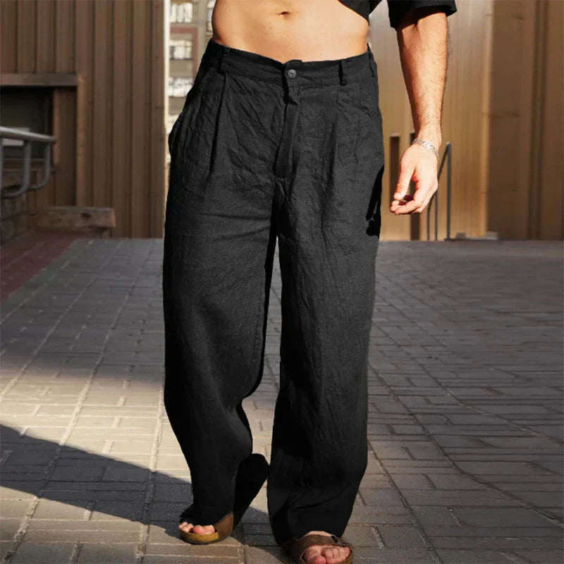 JAMES – WIDE LEG LINEN TROUSERS