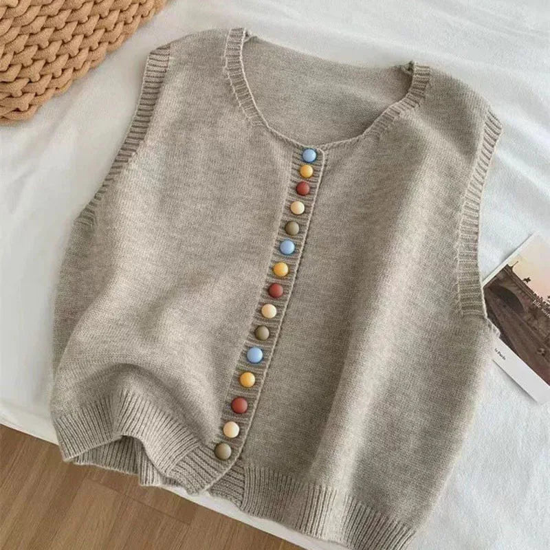 THE MARIBEL - COLOR-BUTTON KNIT VEST
