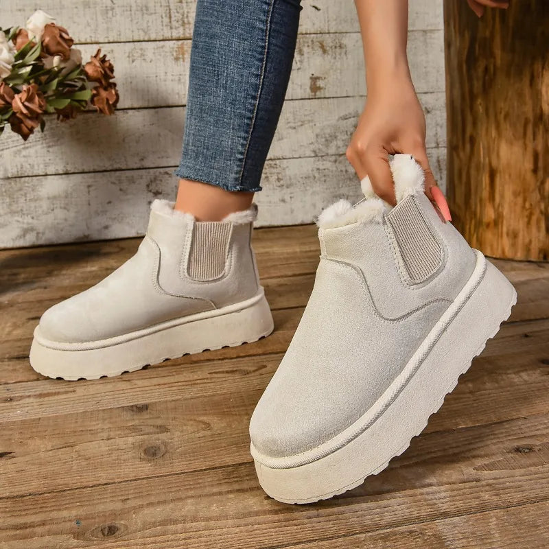 Snowluxe - Women's Suede Fur Ankle Boots