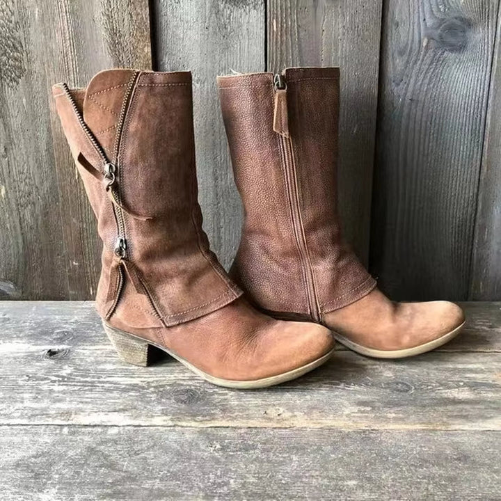 ZORYA – LEATHER ANKLE BOOTS WITH SIDE ZIPPER