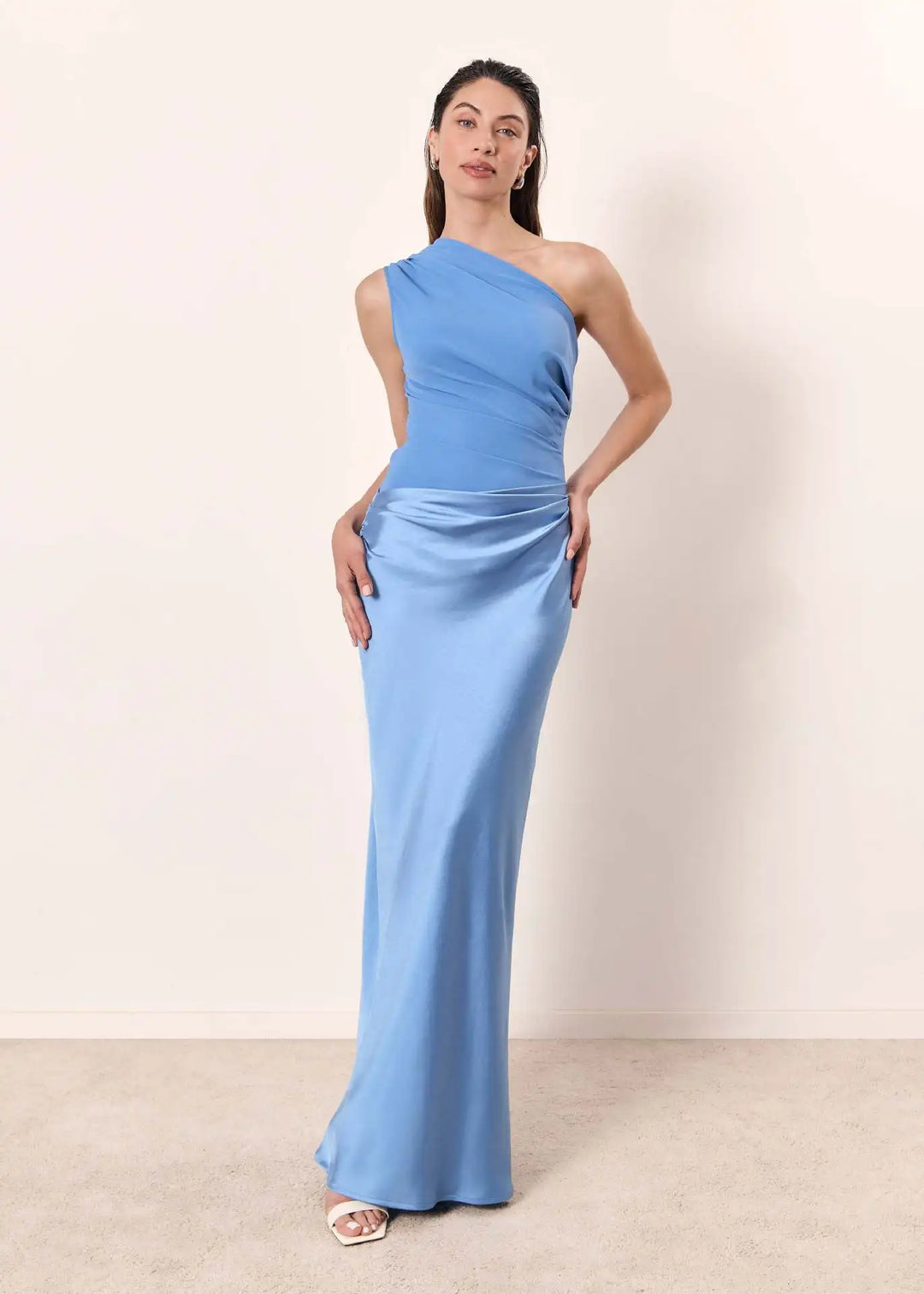 ALEIDA – ONE SHOULDER SATIN MAXI DRESS