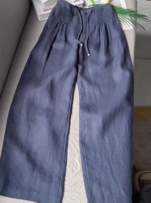 SYLVIANNE – WIDE LEG PANTS IN COTTON AND LINEN BLEND