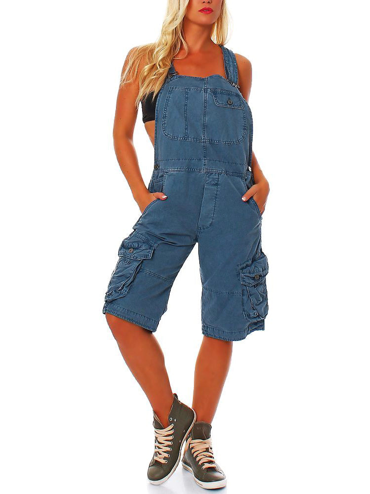 Ladies' Short Dungarees with Cargo Pockets