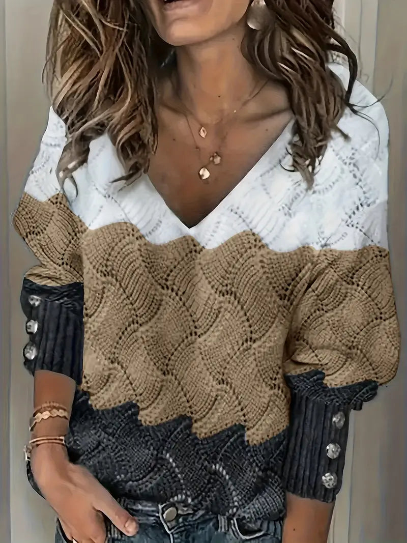 RENILDA – ELEGANT V-NECK KNITTED SWEATER
