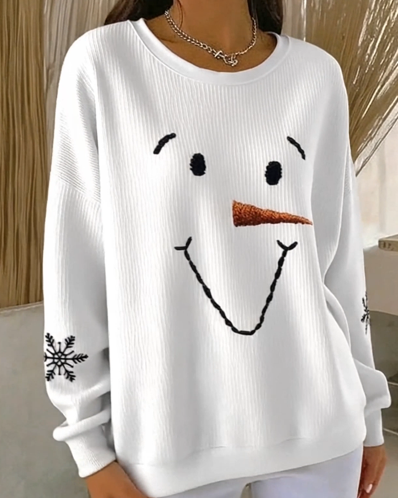 SERELAVYN – SNOWMAN PRINTED ROUND-NECK SWEATSHIRT