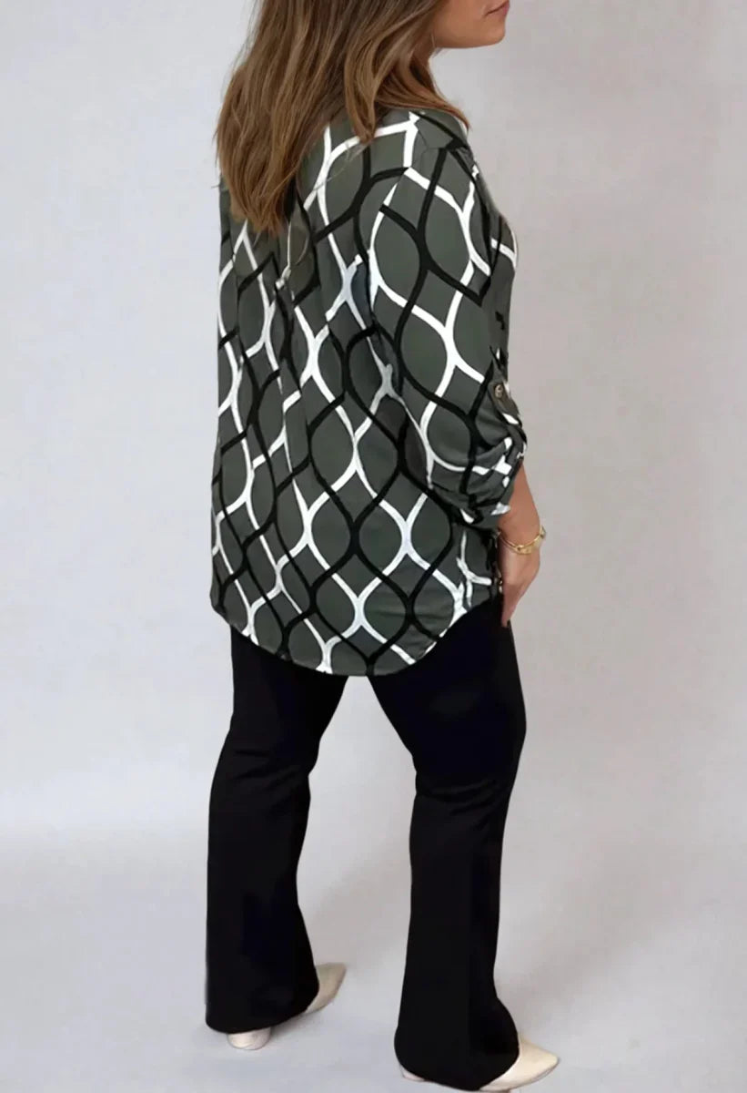 JANNITA – ELEGANT PATTERNED LONG SLEEVE BLOUSE
