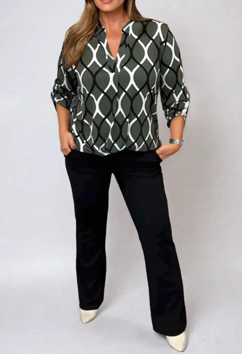JANNITA – ELEGANT PATTERNED LONG SLEEVE BLOUSE