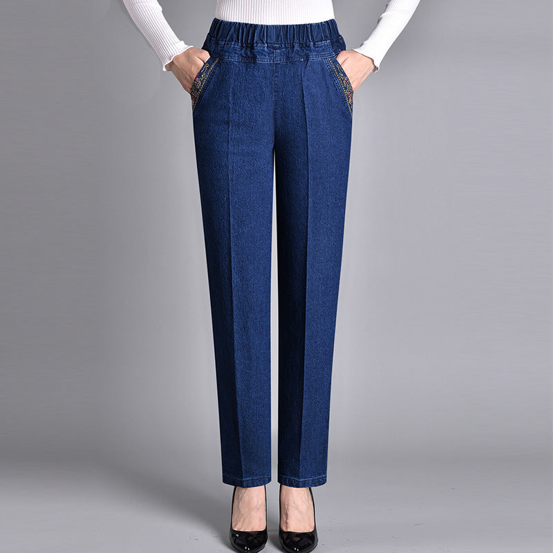 SCARLET – WOMEN'S JEANS WITH SIDE POCKETS AND ELASTIC WAIST
