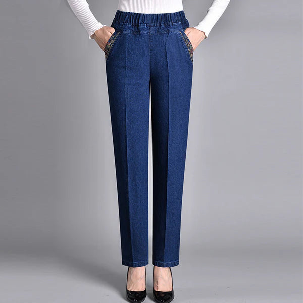 CALENARIAE – WOMEN’S JEANS WITH SIDE POCKETS AND ELASTIC WAIST