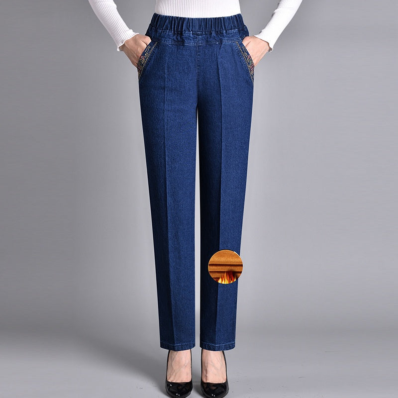 SCARLET – WOMEN'S JEANS WITH SIDE POCKETS AND ELASTIC WAIST