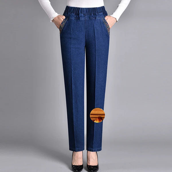 CALENARIAE – WOMEN’S JEANS WITH SIDE POCKETS AND ELASTIC WAIST