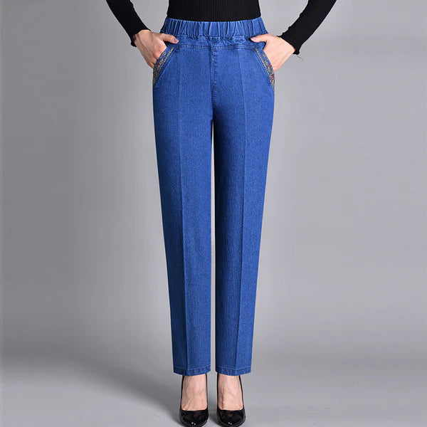 CALENARIAE – WOMEN’S JEANS WITH SIDE POCKETS AND ELASTIC WAIST