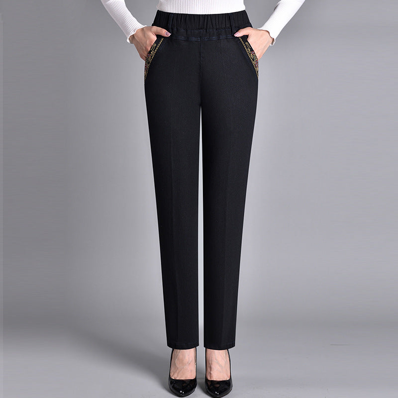 SCARLET – WOMEN'S JEANS WITH SIDE POCKETS AND ELASTIC WAIST