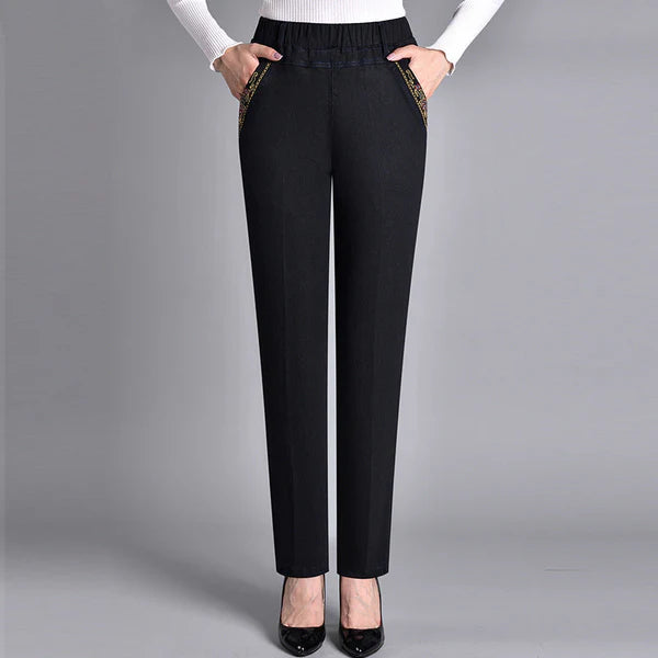 CALENARIAE – WOMEN’S JEANS WITH SIDE POCKETS AND ELASTIC WAIST