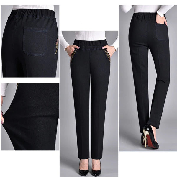 CALENARIAE – WOMEN’S JEANS WITH SIDE POCKETS AND ELASTIC WAIST